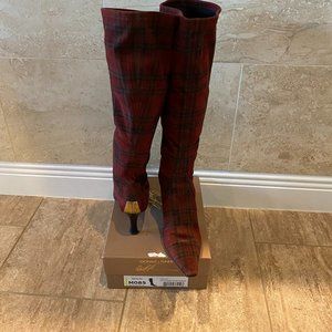 Donald J Pliner Tomato Tartan Suede boots Size 8.5
